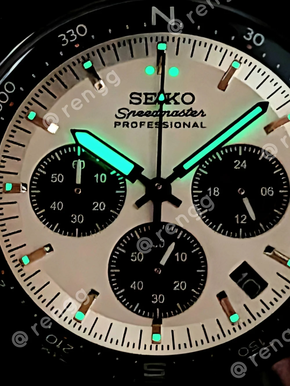 45mm Seiko Speedmaster Professional Men’s Black Panda Chronograph Mod Watch
